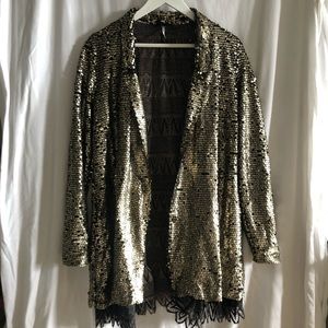 Free People gold sequin Blazer
